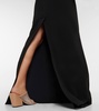 Mesh-paneled crêpe gown