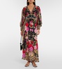 Floral printed silk maxi dress 