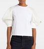Puff-sleeve cotton-blend T-shirt