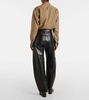 Luna high-rise leather-blend barrel-leg jeans
