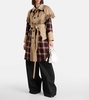 Fringed checked trench coat