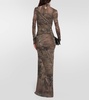 Printed high-neck gown