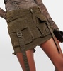 Velvet cargo miniskirt