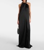 Embroidered halterneck gown
