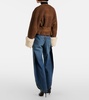 Shearling-trimmed suede jacket
