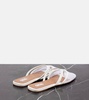 Infradito fishnet leather-trimmed mules