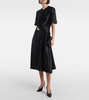 Honey belted silk satin midi dress