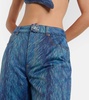Embellished fur-print flared jeans