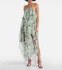 Tiered printed silk maxi dress
