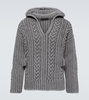 Cable-knit virgin wool hoodie