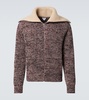 Ribbed-knit cotton and wool zip-up sweater