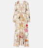 Floral shirred silk maxi dress
