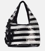 Mini striped sequined tote bag