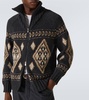 Cashmere jacquard zip-up cardigan