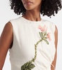 Otoño Orquidea embroidered linen midi dress