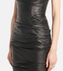 Ruched leather midi dress