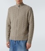 Cable-knit high-neck cashmere sweater