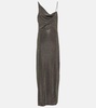 Asymmetric embellished maxi dress