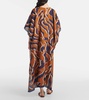 Archipel printed gathered silk kaftan