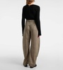 Plaid mid-rise barrel-leg pants