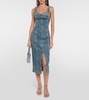 Embellished denim midi dress