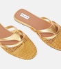 Infradito leather and fishnet mules