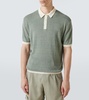 Checked linen and silk polo shirt