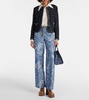 Printed cotton and linen wide-leg pants