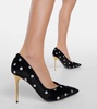 Ruby polka-dot velvet pumps