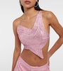 Asymmetric embellished jersey crop top
