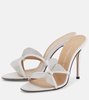 Butterfly crystal-embellished leather mules
