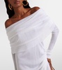 Off-shoulder ruched maxi dress