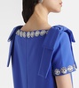 Embroidered bow-detail crêpe gown