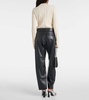 High-rise faux leather straight pants