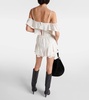 Eliani embroidered ruffled ramie crop top