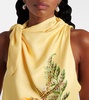 Sol printed tie-neck top