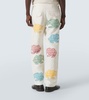 Piscine appliqué linen straight pants