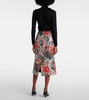 Floral jacquard pencil skirt