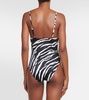 Zebra-print high-leg swimsuit