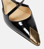 Paneled patent leather pumps