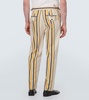 Striped mid-rise cotton straight pants
