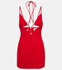 Cutout embellished jersey minidress
