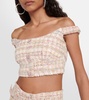 Sequined bouclé crop top