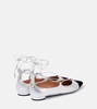 Gabi suede-trimmed metallic leather flats