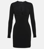 Mesh-paneled crêpe minidress