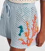Splash embroidered cotton shorts