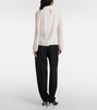 Cara draped high-neck silk top