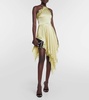 Lace-trimmed satin midi dress