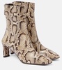 Blade snake-effect leather ankle boots