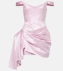 Draped duchess satin minidress